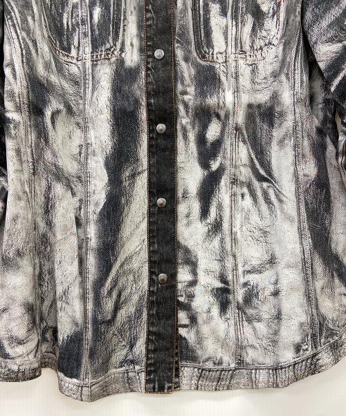 DIESEL（ディーゼル）DIESEL (ディーゼル) C-GILLY-A デニム転写シャツ グレー×ホワイト サイズ:42の古着・服飾アイテム