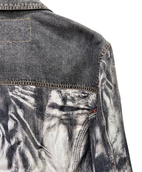 DIESEL（ディーゼル）DIESEL (ディーゼル) C-GILLY-A デニム転写シャツ グレー×ホワイト サイズ:42の古着・服飾アイテム
