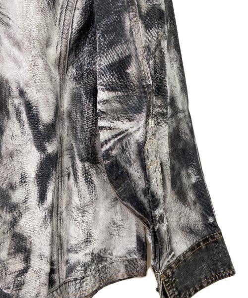 DIESEL（ディーゼル）DIESEL (ディーゼル) C-GILLY-A デニム転写シャツ グレー×ホワイト サイズ:42の古着・服飾アイテム