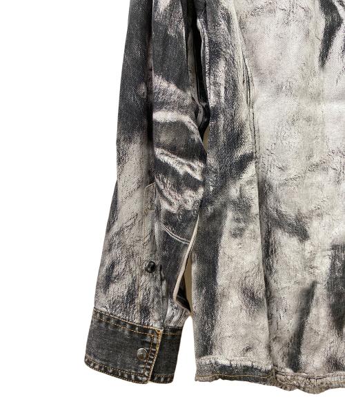 DIESEL（ディーゼル）DIESEL (ディーゼル) C-GILLY-A デニム転写シャツ グレー×ホワイト サイズ:42の古着・服飾アイテム