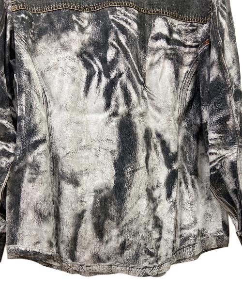 DIESEL（ディーゼル）DIESEL (ディーゼル) C-GILLY-A デニム転写シャツ グレー×ホワイト サイズ:42の古着・服飾アイテム