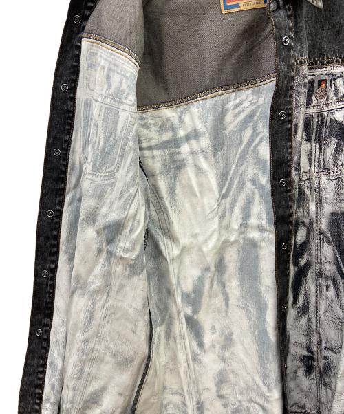 DIESEL（ディーゼル）DIESEL (ディーゼル) C-GILLY-A デニム転写シャツ グレー×ホワイト サイズ:42の古着・服飾アイテム