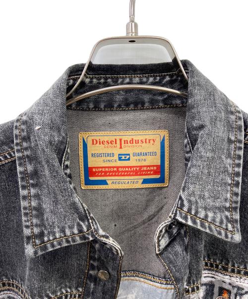 DIESEL（ディーゼル）DIESEL (ディーゼル) C-GILLY-A デニム転写シャツ グレー×ホワイト サイズ:42の古着・服飾アイテム