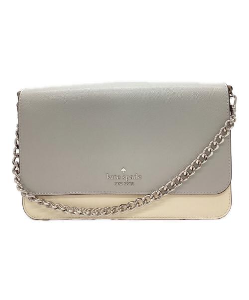 Kate Spade（ケイトスペード）Kate Spade (ケイトスペード) マディソンカラーブロックフラップコンバーチブルクロスボディ グレー×アイボリーの古着・服飾アイテム