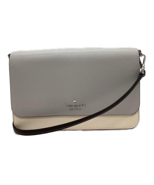 Kate Spade（ケイトスペード）Kate Spade (ケイトスペード) マディソンカラーブロックフラップコンバーチブルクロスボディ グレー×アイボリーの古着・服飾アイテム