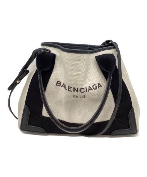 BALENCIAGA（バレンシアガ）BALENCIAGA (バレンシアガ) BALENCIAGA　カバスXS　トートバッグ アイボリー×ブラックの古着・服飾アイテム