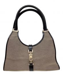 GUCCI（グッチ）の古着「GUCCI　ジャッキー　ハンドバッグ」｜ベージュ×ブラック