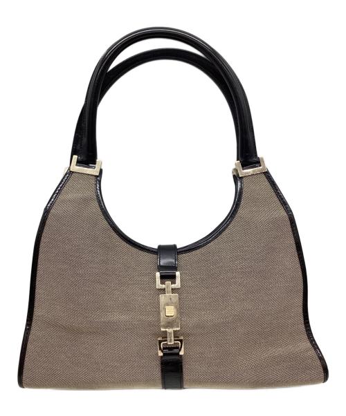 GUCCI（グッチ）GUCCI (グッチ) GUCCI　ジャッキー　ハンドバッグ ベージュ×ブラックの古着・服飾アイテム