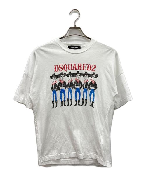 DSQUARED2（ディースクエアード）DSQUARED2 (ディースクエアード) プリントTシャツ ホワイト×レッド サイズ:xxsの古着・服飾アイテム