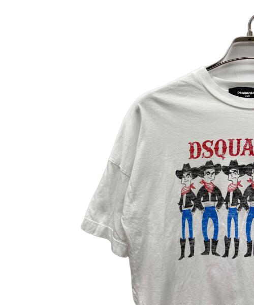 DSQUARED2（ディースクエアード）DSQUARED2 (ディースクエアード) プリントTシャツ ホワイト×レッド サイズ:xxsの古着・服飾アイテム