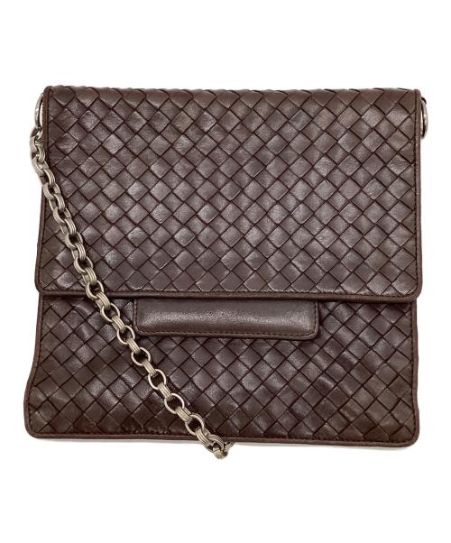BOTTEGA VENETA（ボッテガベネタ）BOTTEGA VENETA (ボッテガベネタ) イントレチャートチェーンショルダーバッグ ブラウンの古着・服飾アイテム