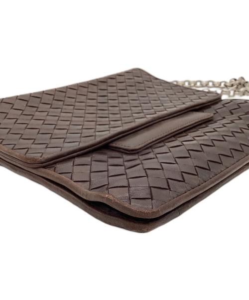 BOTTEGA VENETA（ボッテガベネタ）BOTTEGA VENETA (ボッテガベネタ) イントレチャートチェーンショルダーバッグ ブラウンの古着・服飾アイテム