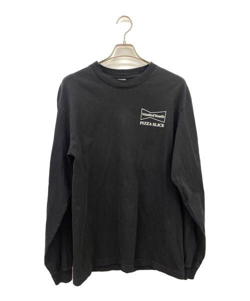 WASTED YOUTH（ウェイステッドユース）Wasted Youth (ウェイステッドユース) Pizza Slice ロングスリーブ Tシャツ ブラック サイズ:Mの古着・服飾アイテム