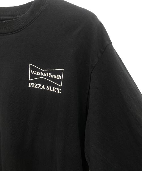 WASTED YOUTH（ウェイステッドユース）Wasted Youth (ウェイステッドユース) Pizza Slice ロングスリーブ Tシャツ ブラック サイズ:Mの古着・服飾アイテム