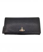 Vivienne Westwoodヴィヴィアンウエストウッド）の古着「オーブ金具 ラウンドファスナー 長財布」｜ブラック×ゴールド
