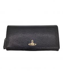 Vivienne Westwood（ヴィヴィアンウエストウッド）の古着「オーブ金具 ラウンドファスナー 長財布」｜ブラック×ゴールド