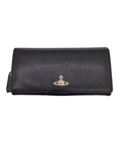 Vivienne Westwood（ヴィヴィアンウエストウッド）Vivienne Westwood (ヴィヴィアンウエストウッド) オーブ金具 ラウンドファスナー 長財布 ブラック×ゴールドの古着・服飾アイテム