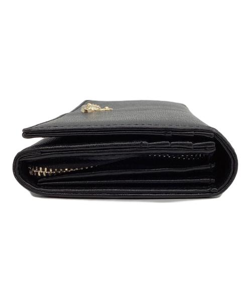 Vivienne Westwood（ヴィヴィアンウエストウッド）Vivienne Westwood (ヴィヴィアンウエストウッド) オーブ金具 ラウンドファスナー 長財布 ブラック×ゴールドの古着・服飾アイテム