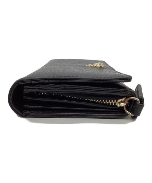 Vivienne Westwood（ヴィヴィアンウエストウッド）Vivienne Westwood (ヴィヴィアンウエストウッド) オーブ金具 ラウンドファスナー 長財布 ブラック×ゴールドの古着・服飾アイテム