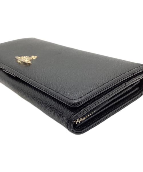 Vivienne Westwood（ヴィヴィアンウエストウッド）Vivienne Westwood (ヴィヴィアンウエストウッド) オーブ金具 ラウンドファスナー 長財布 ブラック×ゴールドの古着・服飾アイテム