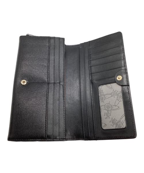 Vivienne Westwood（ヴィヴィアンウエストウッド）Vivienne Westwood (ヴィヴィアンウエストウッド) オーブ金具 ラウンドファスナー 長財布 ブラック×ゴールドの古着・服飾アイテム