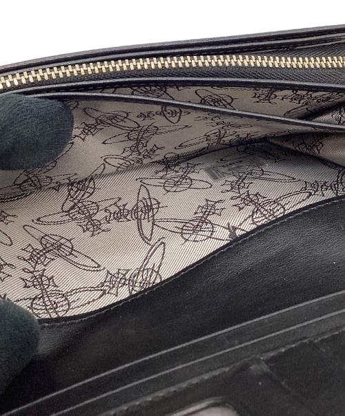 Vivienne Westwood（ヴィヴィアンウエストウッド）Vivienne Westwood (ヴィヴィアンウエストウッド) オーブ金具 ラウンドファスナー 長財布 ブラック×ゴールドの古着・服飾アイテム