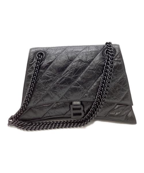 BALENCIAGA（バレンシアガ）BALENCIAGA (バレンシアガ) BALENCIAGA　Crush Chain Bag　キルト仕上げスモールチェーンショルダーバッグ ブラックの古着・服飾アイテム
