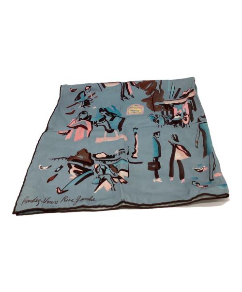 HERMES（エルメス）HERMES (エルメス) HERMES　カレ70 左岸のラブソディ　シルクスカーフ ブルー×ピンクの古着・服飾アイテム