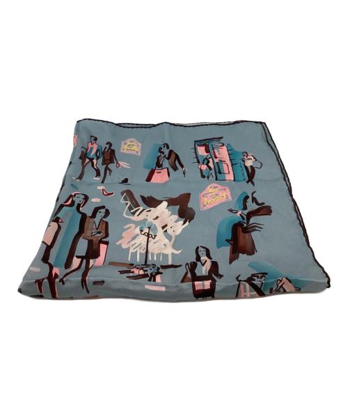 HERMES（エルメス）HERMES (エルメス) HERMES　カレ70 左岸のラブソディ　シルクスカーフ ブルー×ピンクの古着・服飾アイテム