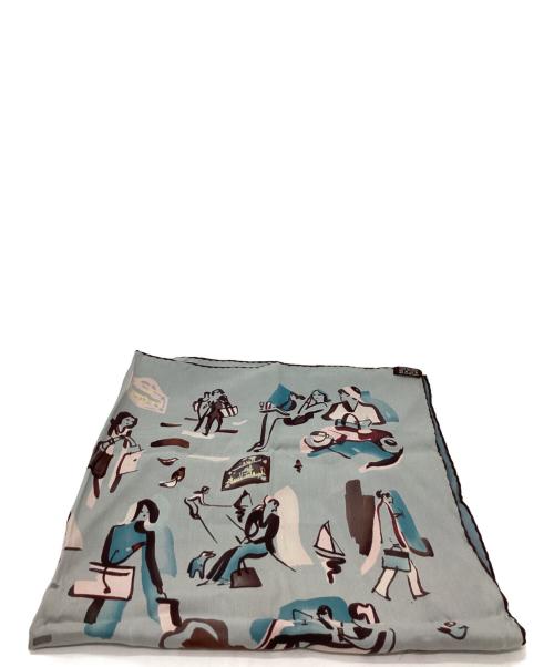 HERMES（エルメス）HERMES (エルメス) HERMES　カレ70 左岸のラブソディ　シルクスカーフ ブルー×ピンクの古着・服飾アイテム