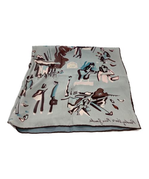 HERMES（エルメス）HERMES (エルメス) HERMES　カレ70 左岸のラブソディ　シルクスカーフ ブルー×ピンクの古着・服飾アイテム