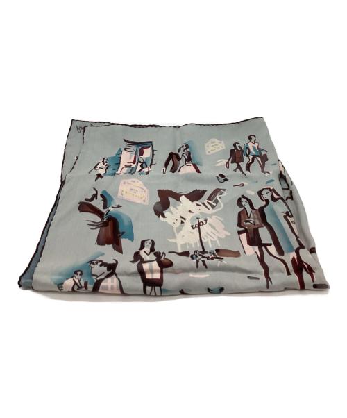 HERMES（エルメス）HERMES (エルメス) HERMES　カレ70 左岸のラブソディ　シルクスカーフ ブルー×ピンクの古着・服飾アイテム