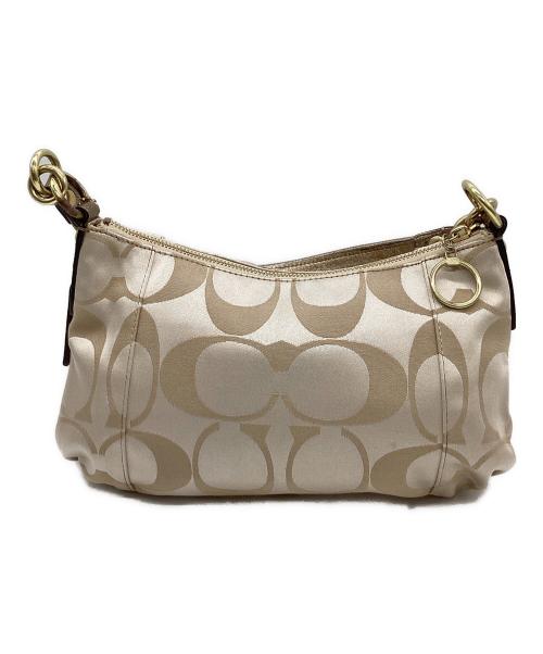 COACH（コーチ）COACH (コーチ) COACH　シグネチャー　ショルダーバッグ ベージュ×ゴールドの古着・服飾アイテム