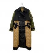 Risleyリズレー）の古着「RISLEY　docking long trench coat　中綿コート」｜ブラック×オリーブ