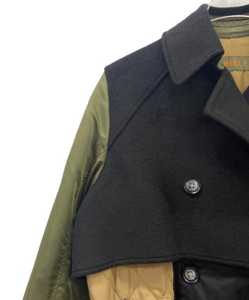 Risley（リズレー）RISLEY (リズレー) RISLEY　docking long trench coat　中綿コート ブラック×オリーブ サイズ:FREEの古着・服飾アイテム