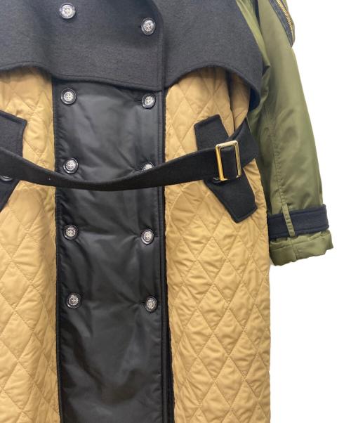 Risley（リズレー）RISLEY (リズレー) RISLEY　docking long trench coat　中綿コート ブラック×オリーブ サイズ:FREEの古着・服飾アイテム