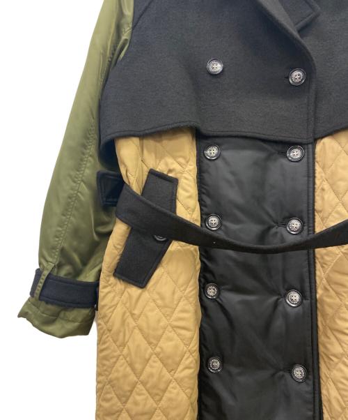 Risley（リズレー）RISLEY (リズレー) RISLEY　docking long trench coat　中綿コート ブラック×オリーブ サイズ:FREEの古着・服飾アイテム