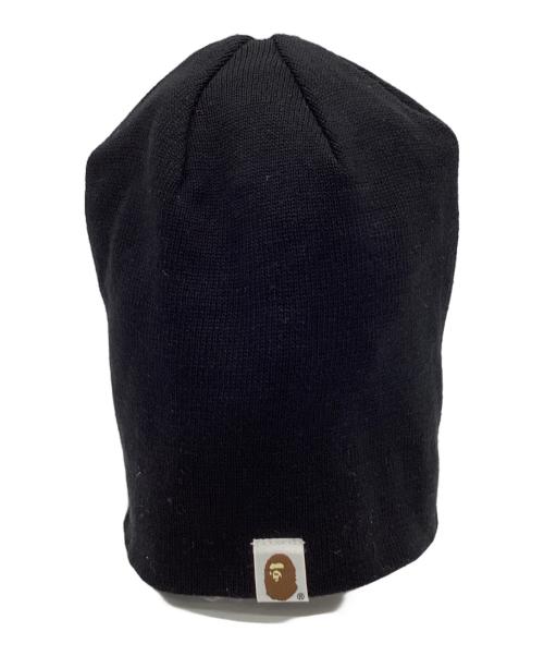 A BATHING APE（ア ベイシング エイプ）A BATHING APE (ア ベイシング エイプ) A BATHING APE　TERIYAKI SOURCE　ニット帽 ブラック×イエローの古着・服飾アイテム