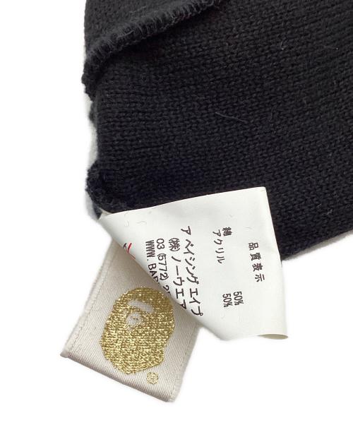 A BATHING APE（ア ベイシング エイプ）A BATHING APE (ア ベイシング エイプ) A BATHING APE　TERIYAKI SOURCE　ニット帽 ブラック×イエローの古着・服飾アイテム