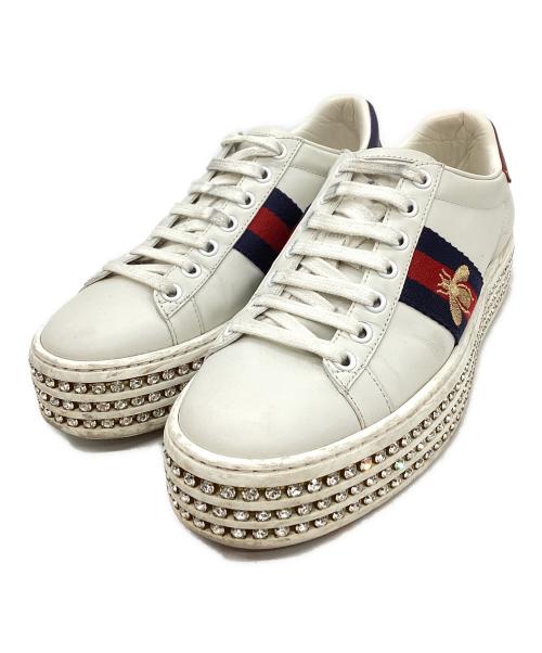 GUCCI（グッチ）GUCCI (グッチ) GUCCI　ローカットスニーカー ホワイト×レッド サイズ:36の古着・服飾アイテム