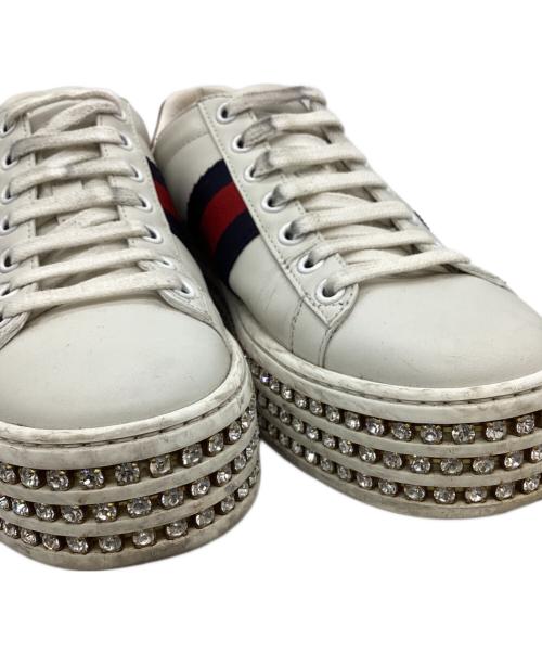 GUCCI（グッチ）GUCCI (グッチ) GUCCI　ローカットスニーカー ホワイト×レッド サイズ:36の古着・服飾アイテム