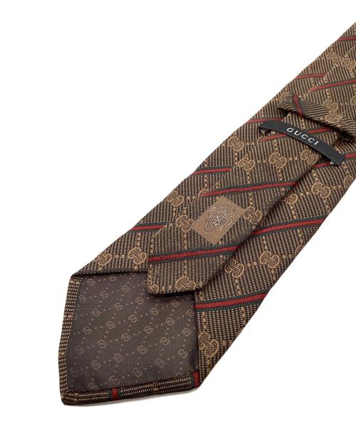 GUCCI（グッチ）GUCCI (グッチ) GG柄ネクタイ ブラウン×レッド サイズ:不明の古着・服飾アイテム
