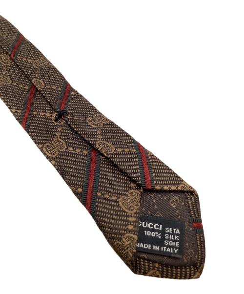 GUCCI（グッチ）GUCCI (グッチ) GG柄ネクタイ ブラウン×レッド サイズ:不明の古着・服飾アイテム