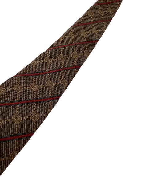 GUCCI（グッチ）GUCCI (グッチ) GG柄ネクタイ ブラウン×レッド サイズ:不明の古着・服飾アイテム