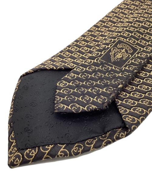 GUCCI（グッチ）GUCCI (グッチ) GG柄シルクネクタイ ブラック×ゴールド サイズ:不明の古着・服飾アイテム