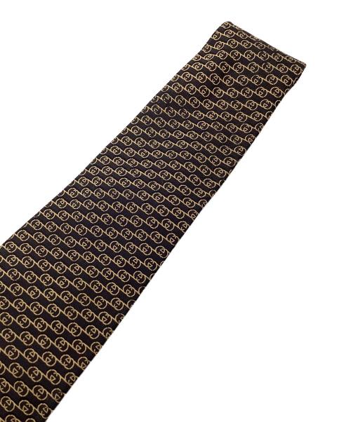 GUCCI（グッチ）GUCCI (グッチ) GG柄シルクネクタイ ブラック×ゴールド サイズ:不明の古着・服飾アイテム