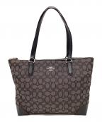 COACHコーチ）の古着「シグネチャーキャンバストートバッグ」｜ブラック