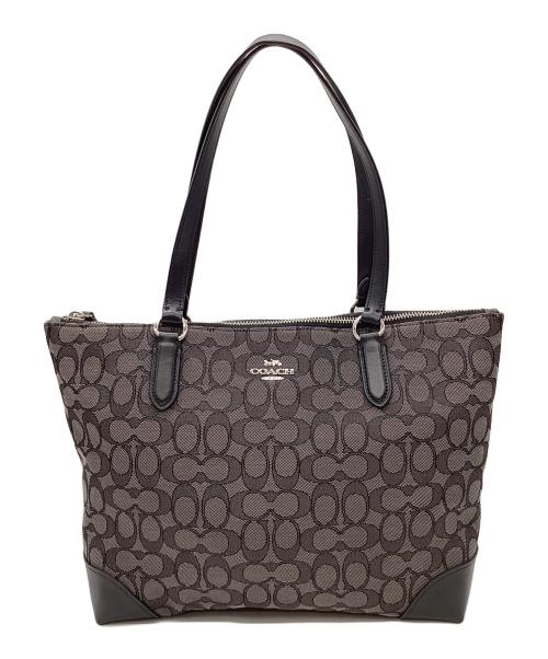 COACH（コーチ）COACH (コーチ) シグネチャーキャンバストートバッグ ブラックの古着・服飾アイテム