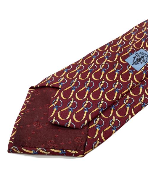 GUCCI（グッチ）GUCCI (グッチ) ベルト柄シルクネクタイ レッド サイズ:不明の古着・服飾アイテム
