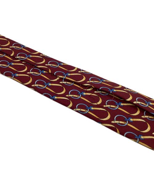 GUCCI（グッチ）GUCCI (グッチ) ベルト柄シルクネクタイ レッド サイズ:不明の古着・服飾アイテム